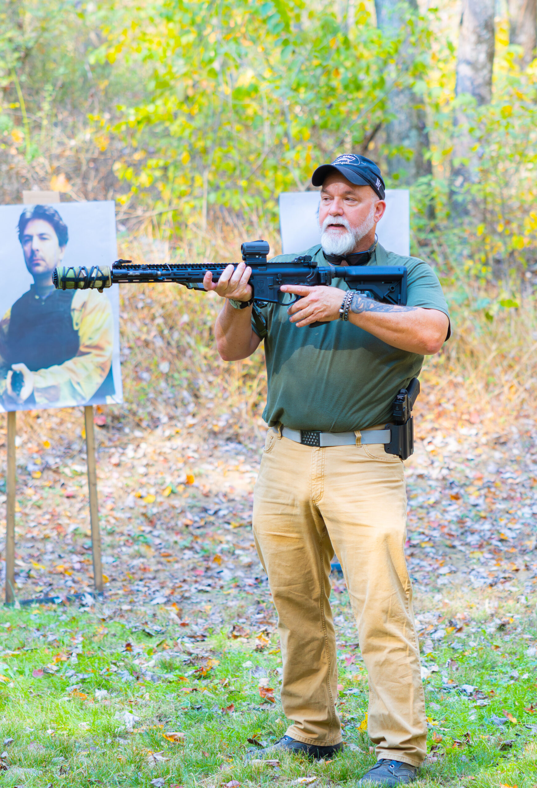 Joey teaching with rifle